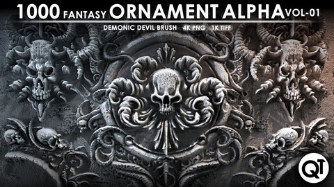 QT Studio - Fantasy Ornament Alpha - 1000 Demonic Devil Brush
