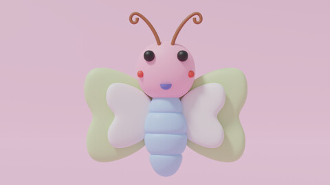 Cartoon Cute Butterfly 3 3D model