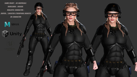 AAA 3D REALISTIC CHARACTER - CYBER PUNK ROBOTIC SNIPER / SHOOTER