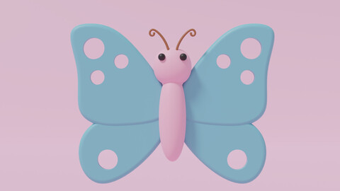 Cartoon Cute Butterfly 4 3D model