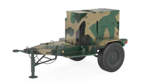 60 KW Diesel Generator With military trailer 3D Model