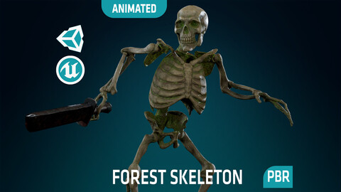 Skeleton Undead Warrior Forest - Rigged - Animated - Textured PBR - Game Ready
