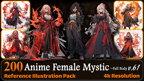 200 Anime Female Mystic (Full Body) Reference Pack | 4K | v.61