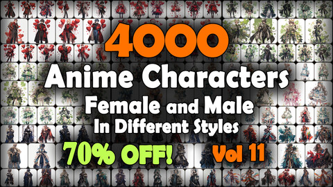 4000 Anime Character (Full Body) Reference Pack | MEGA Bundle | 4K | v.11