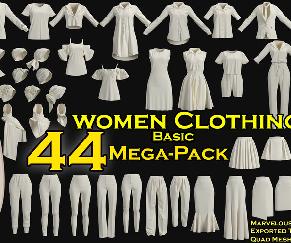 ArtStation - 44 women basic clothing Mega Pack - Marvelous