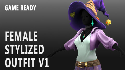 Female Stylised Outfit Lowpoly V1 l Game Ready l Handpainted