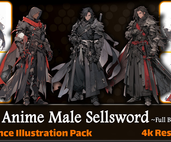 ArtStation - 200 Anime Male Sellsword (Full Body) Reference Pack | 4K ...