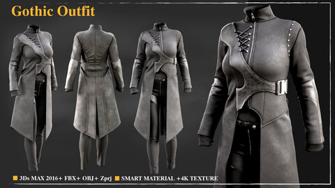 Gothic Outfit / Marvelous Designer / 4k Textures/Smart material