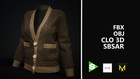 Sweater+Wool Material. Marvelous Designer/Clo3d project + OBJ + FBX+sbsar