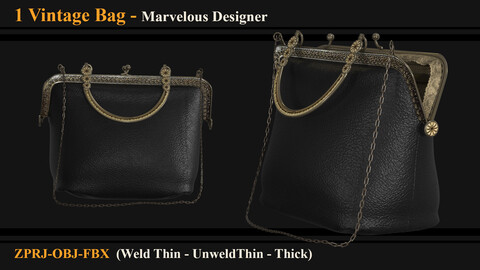 1 Vintage Bag (Marvelous Designer/ Clo3d) (ZPRJ+OBJ+FBX)