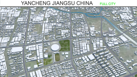 Yancheng city Jiangsu China 3d model 150km