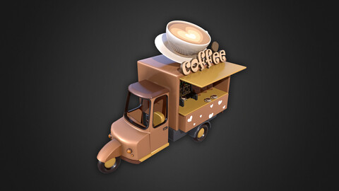 Asset - Cartoons - Food Car -  Tricycle Coffee