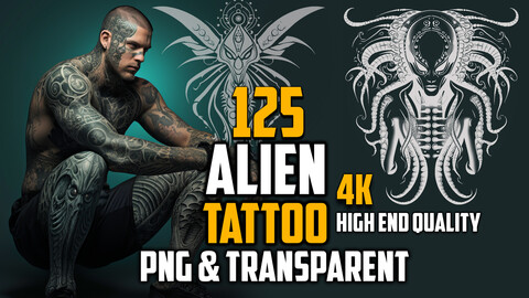125 Alien Tattoo (PNG Files)-4K- High Quality
