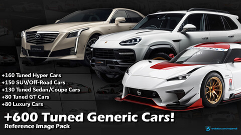 +600 Tuned Generic Cars | Hyper / Coupe / Sedan / SUV / Offroad / Luxury | Reference Image Pack