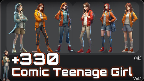 +330 Comic Teenage Girl Concept (4k)