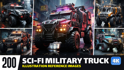 Sci-Fi Military Truck VOL.03 | 4K Reference Images