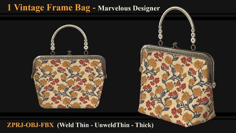 Vintage Frame Bag (Marvelous Designer/Clo3d) (ZPRJ+OBJ+FBX)