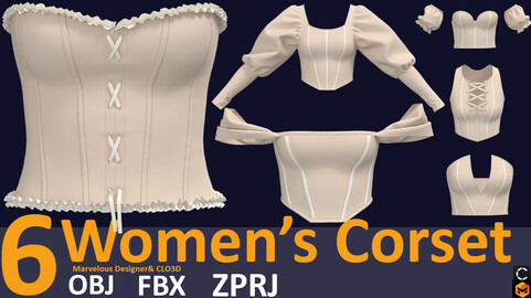 6 women's corset (VOl.02) Zprj, Fbx, OBJ