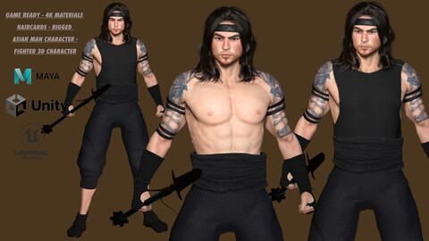 AAA 3D REALISTIC ASIAN JAPANESE MALE CHARACTER - FIGHTER MAN