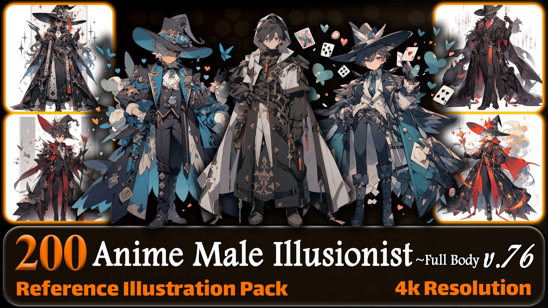 ArtStation - 200 Anime Male Illusionist (Full Body) Reference Pack | 4K ...