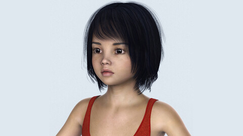 Cute Beautiful Child Girl 3D Model