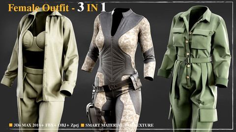 3 Female Outfit /Marvelous Designer / 4k Textures/Smart material