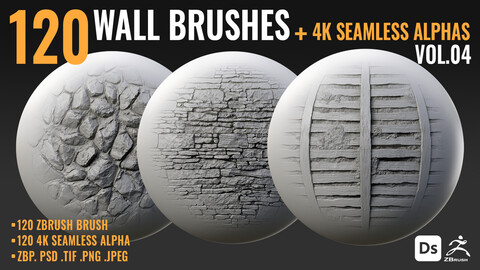 120 WALL BRUSHES + 4K SEAMLESS ALPHAS - VOL 04