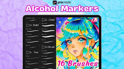 Alcohol Markers for Procreate Brushes ipad, Procreate Copic Brushes, Procreate fineliner brushes, texture brushes, Procreate color palette