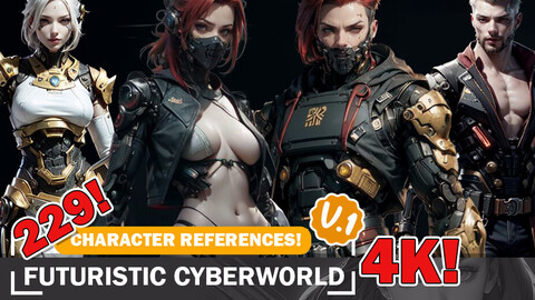 229 Futuristic Cyberworld Characters: Intricate Designs in 4K - Reference Art V1