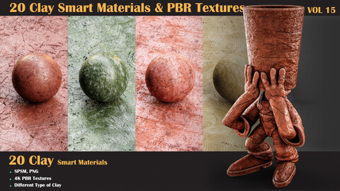 20 Clay Smart Materials & PBR Textures - Vol 15