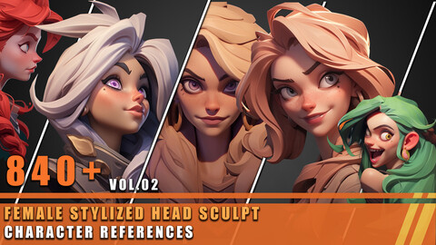 840+ Female Stylized Head Sculpt - Character References Vol.02