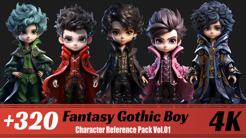 +320 Fantasy Gothic Boy| 4K | Character Reference Pack Vol.01