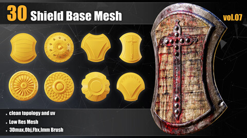 30 Shield Base Mesh(Clean UV) + IMM Brush_VOL07