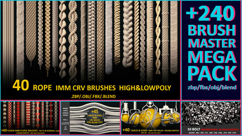 Brush Master Mega Pack: +240 Brushes for 3D Detailing Excellence