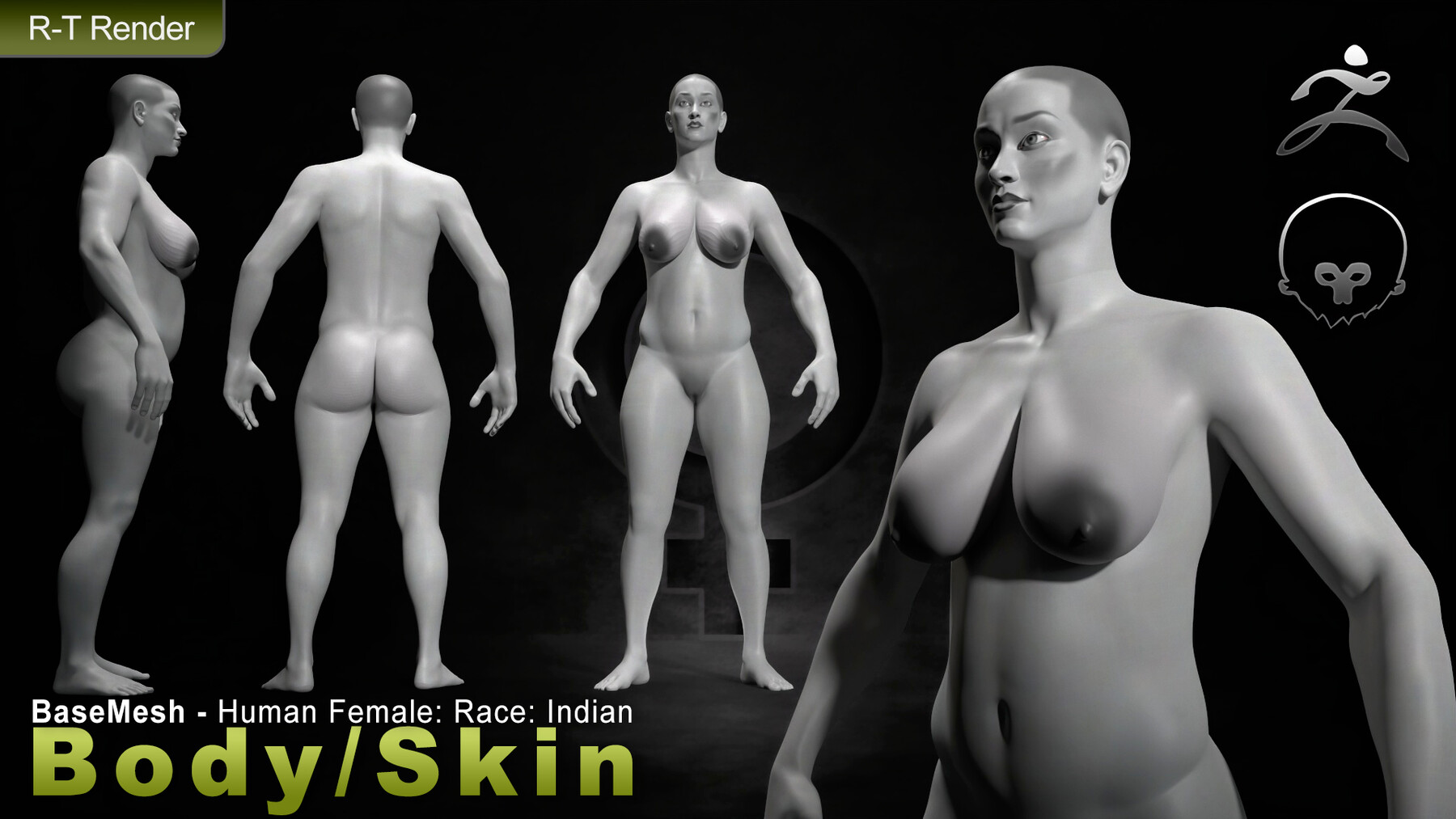 ArtStation - Human Female [ Body/Skin Basemesh ] Wide-Hips