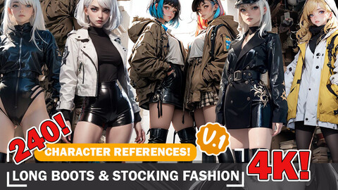 240 Long Boots & Stocking Fashion: Stylish Mix in 4K - Reference Art V1