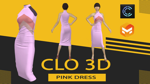 Pink dress,Marvelous Designer or Clo3D (ZPRJ)