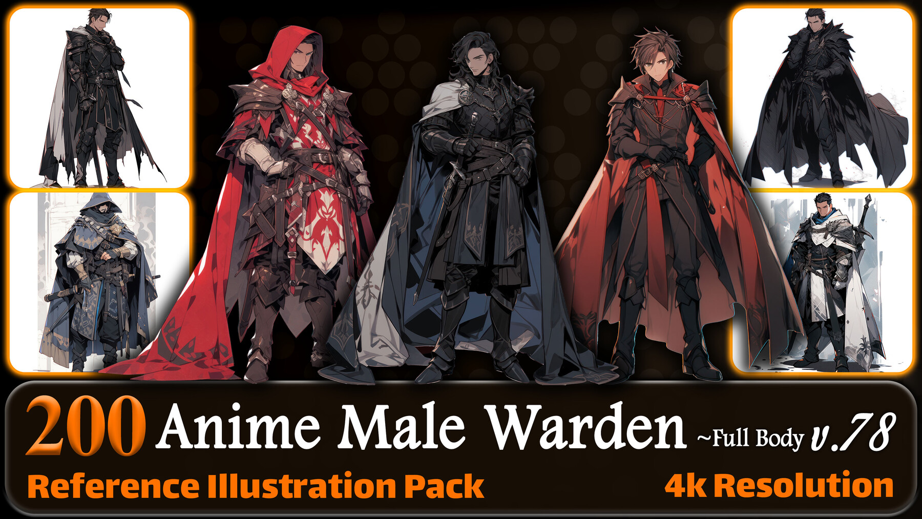 Amelie Anime - 200 Anime Male Warden (Full Body) Reference Pack | 4K | v.78