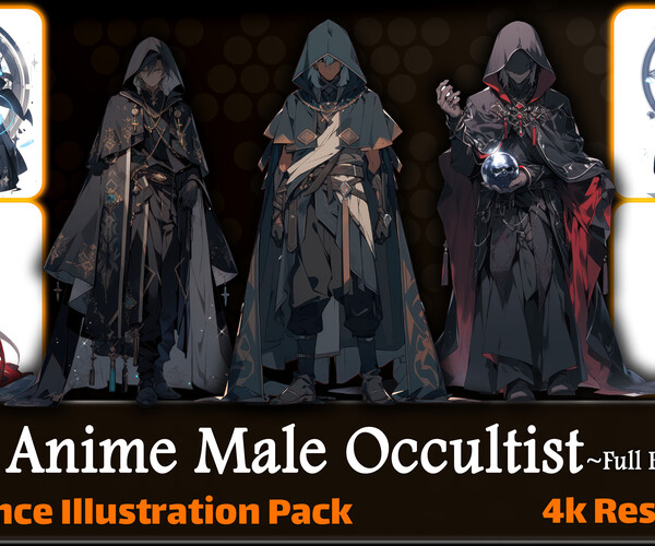 ArtStation - 200 Anime Male Occultist (Full Body) Reference Pack | 4K ...