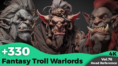 +330 Fantasy Troll Warlords Head References(4k)