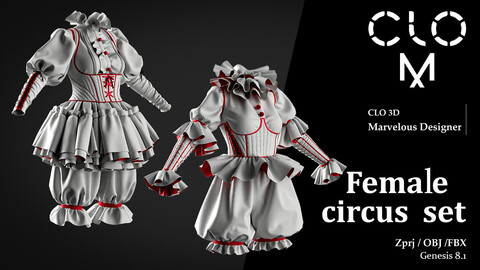 Female circus set / Marvelous Designer/Clo3D project file + OBJ