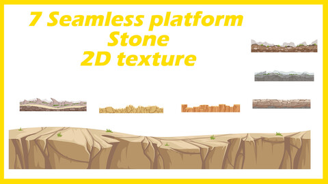 2d- seamles side view cartoony stone rock 7 texture background