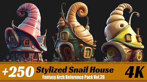 +250 Stylized Snail House | 4K | Character Reference Pack Vol.39