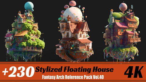 +230 Stylized Floating House | 4K | Character Reference Pack Vol.40