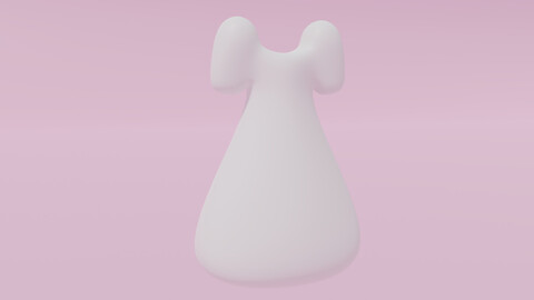 Cartoon White Dress 3D model