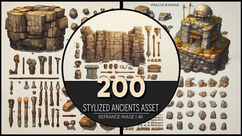 Stylized Ancients Asset 4K Reference/Concept Images