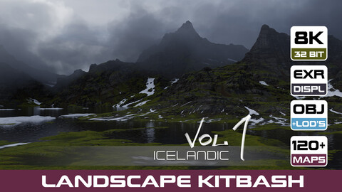 6 LANDSCAPE KITBASH PACK | Icelandic mountains | Universal