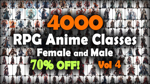 4000 RPG Anime Classes and Characters (Full Body) Reference Pack | MEGA Bundle | 4K | v.4