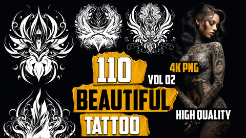 110 Beautiful Tattoo (PNG Files)-4K- High Quality - Vol 02