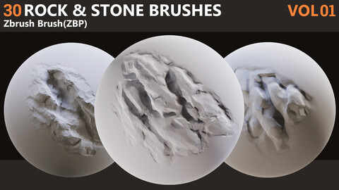 30 ROCK & STONE BRUSHES FOR ZBRUSH (ZBP)_VOL01